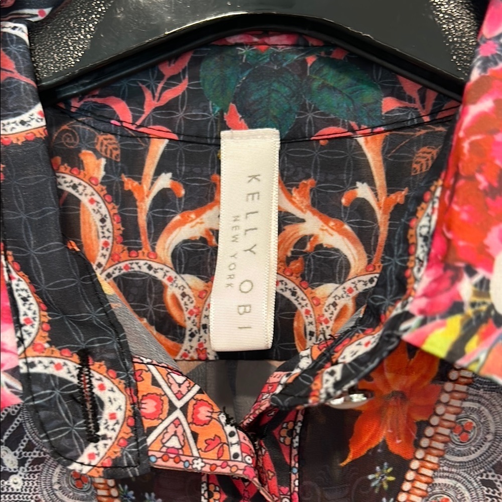 Floral Paisley Mini Dress - Black & Pink - Picture 4 of 7